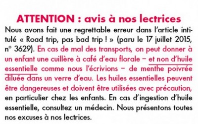 Erreur dans un article du magazine « Elle »